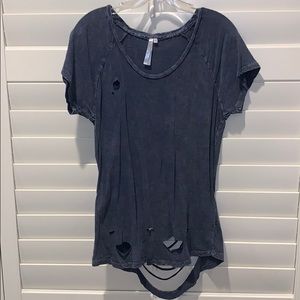 Navy Distressed short sleeve shirt